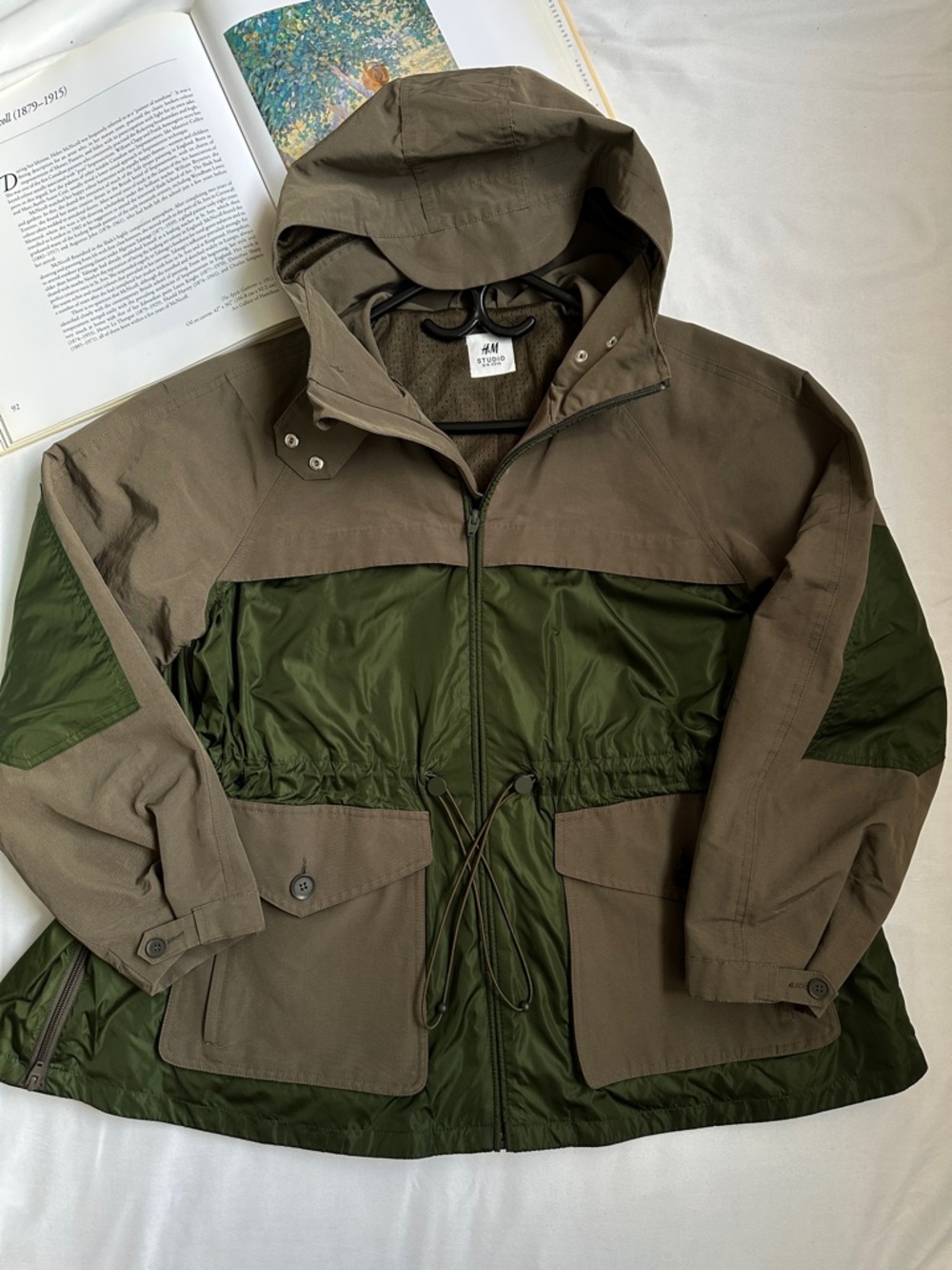 H&M STUDIO Olive Two-Tone Hooded Jacket